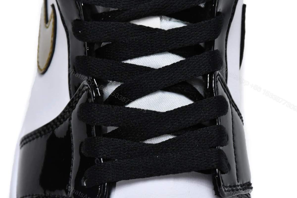 View 6 of Air Jordan 1 Mid Patent Black White Gold 852542-007
