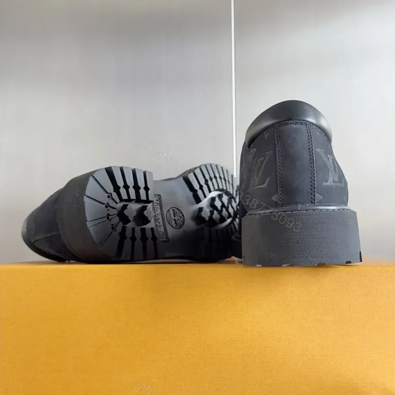 View 9 of Louis Vuitton-Inspired Monogram Leather High-Tops, Luxe Comfort Sneakers