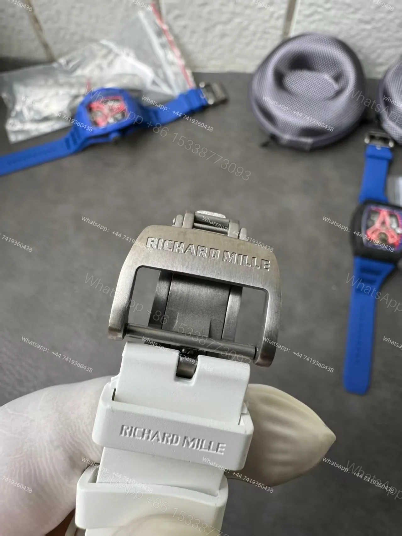 View 12 of Super Clone Richard Mille RM52-03 White Ceramic Paris Saint-Germain Skeleton Tourbillon 1:1 Replica Watch