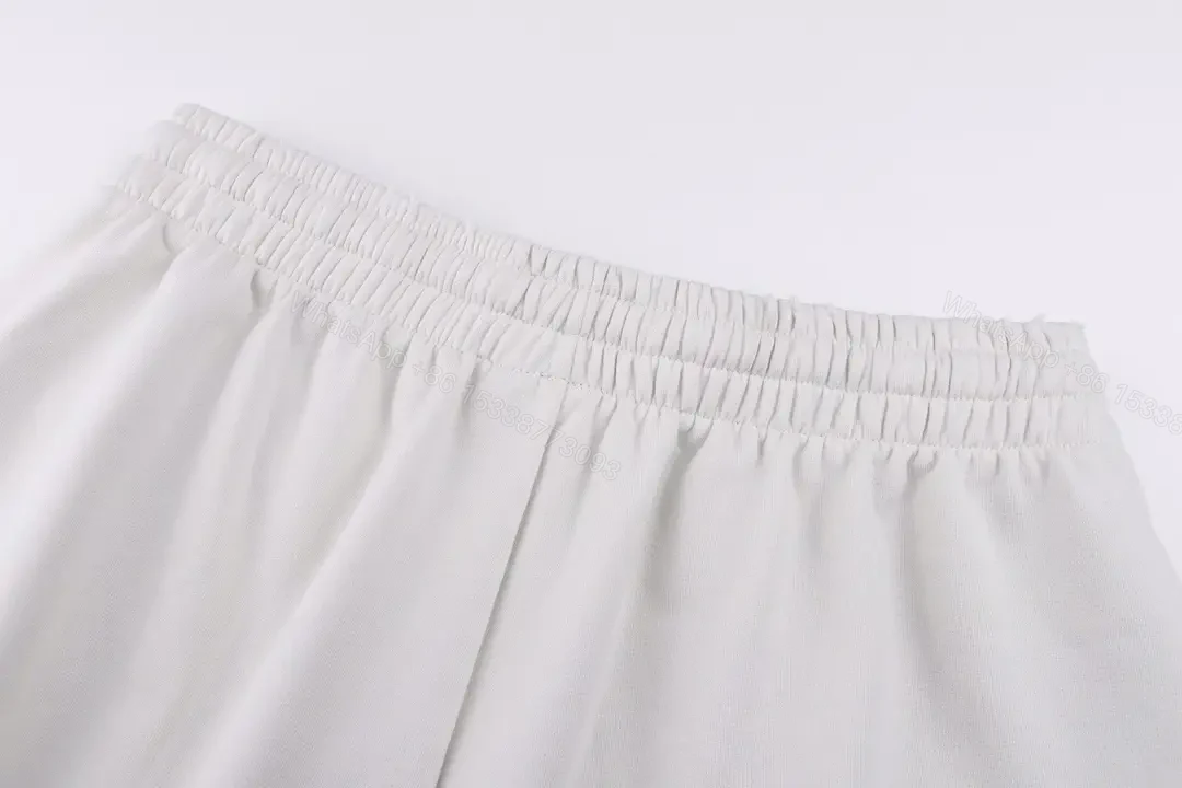 View 10 of White Cotton Shorts, Relaxed, Drawstring Waist, Balenciaga Logo Short