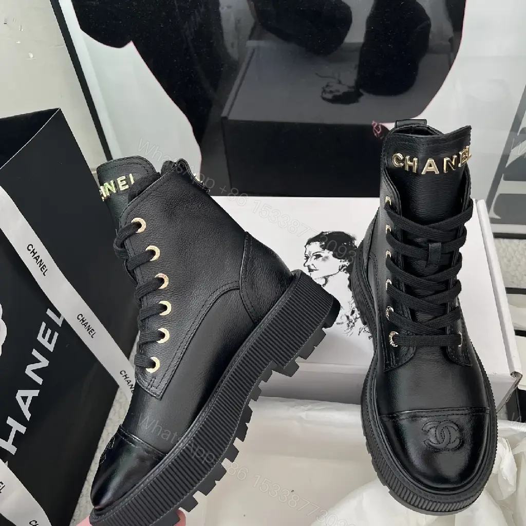 View 5 of Black Leather Combat Boot: Architectural, All-Season Comfort