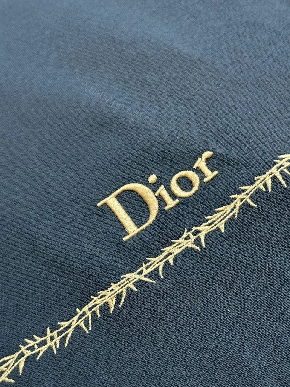 View 2 of Blue Cotton Tee: Framed Script Detail, Oversized Luxury Streetwear