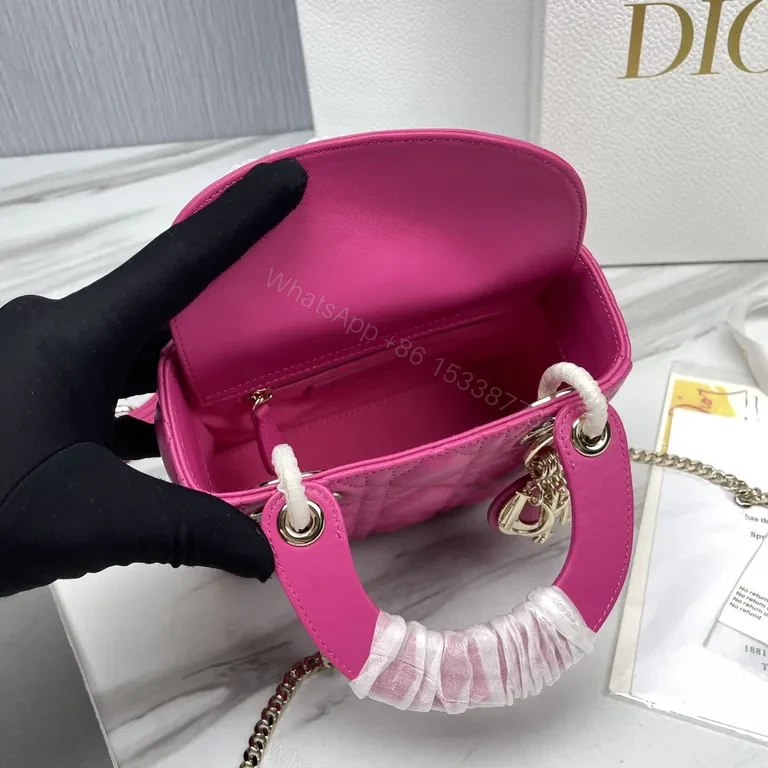 View 9 of Compact Pink Quilted Dior Handbag: Bold All-Day Chic
