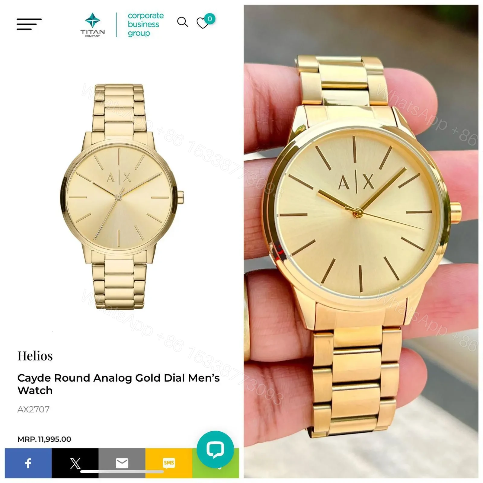 View 3 of # Armani Exchange # For Men # 7AA Original Quality Collection # Model – Cayde AX7138 # Dial Size – 42mm