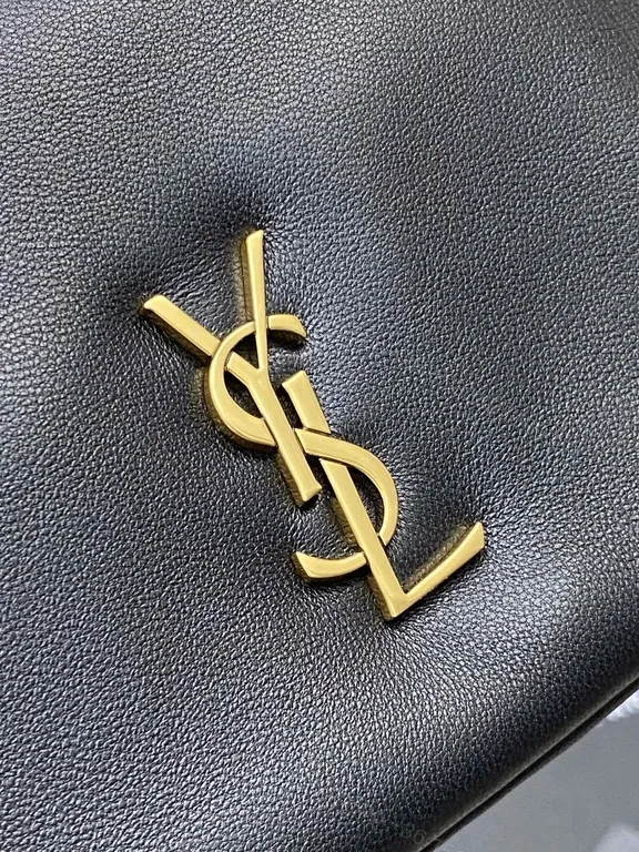 View 2 of Chic Black Calfskin Clutch â€“ Gold-YSL Emblem, Crossbody