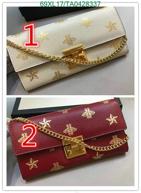 View 2 of Gucci Padlock Bee Star White Wallet on Chain Knockoff GF78QS