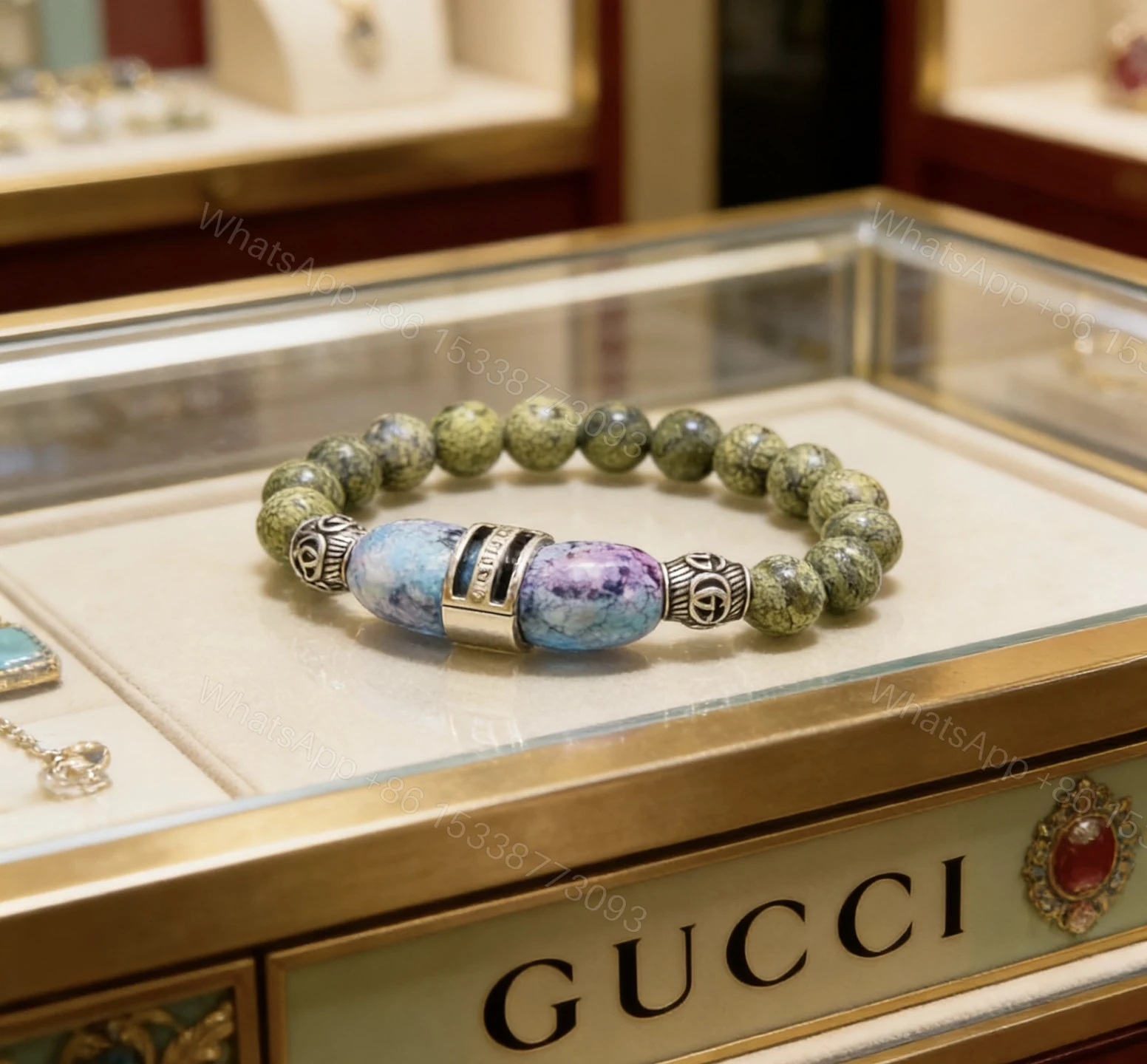 GUCCI 一比一 綠紋石混搭手鏈 雙色設計 潮流百搭款 — view 1
