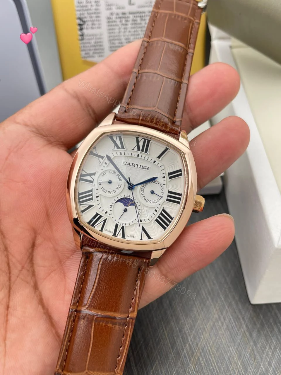View 4 of FIRST COPY Cartier Lethar belt watch for men