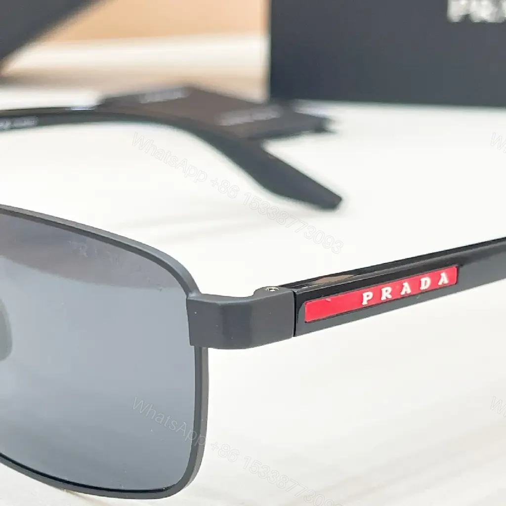 View 7 of Silver-Toned Metal Aviator Sunglasses with Gradient Lenses and Prada Logo