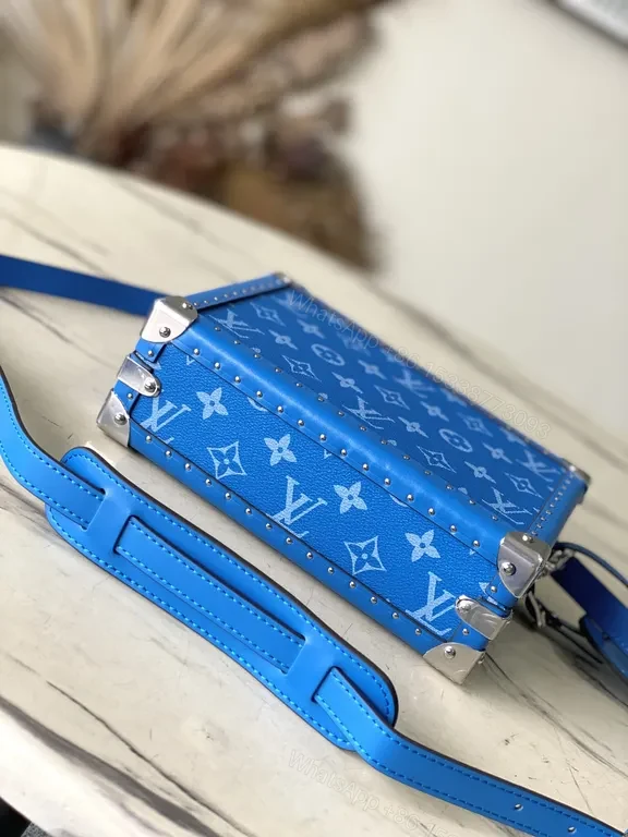 View 8 of Electric Blue LV-Style Box Bag: Structured Luxury Holdall