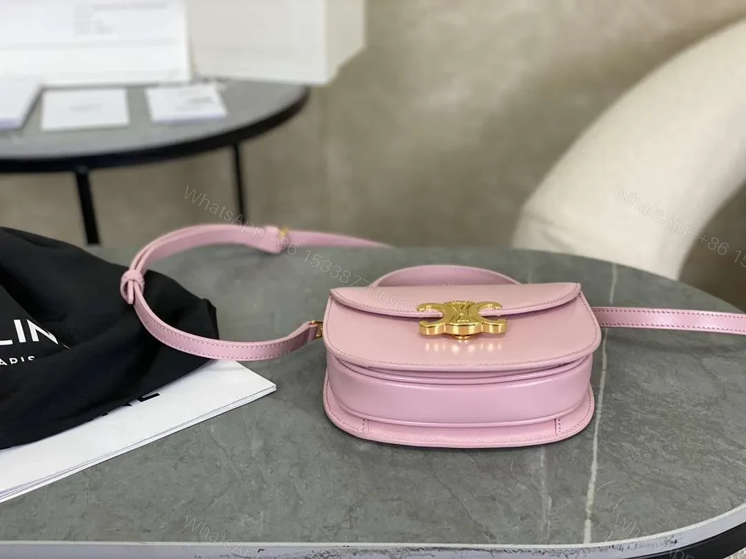 View 6 of Celine Handle Shiny Wrinkled Leather Pink 15.5×11.5x5cm