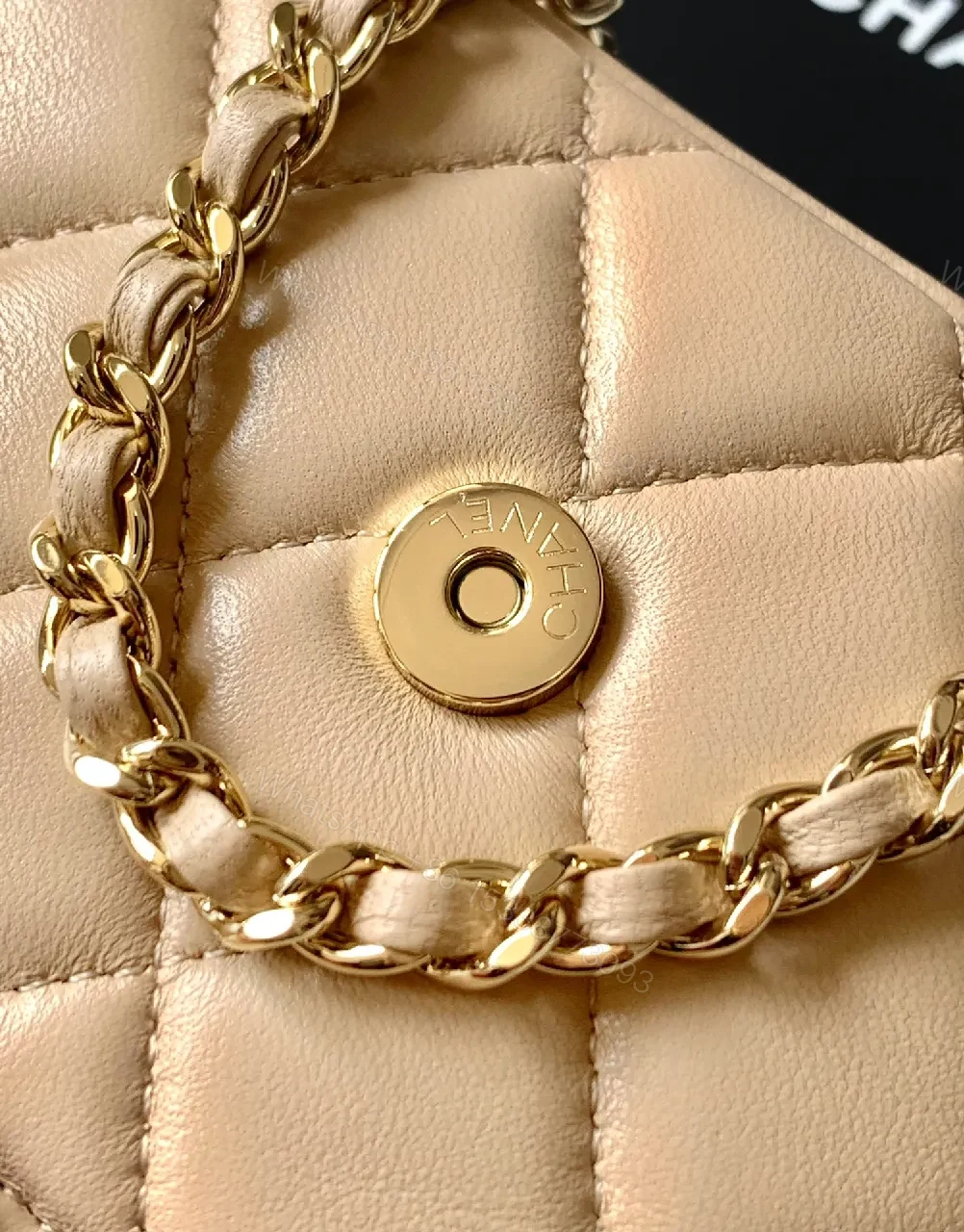 View 8 of Quilted Mini Flap Bag: Neutral Leather, Gold Hardware, Classic Chic