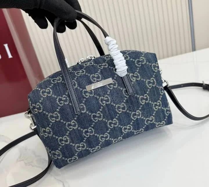 View 7 of Gucci Small Boston Dark Blue Denim Bag