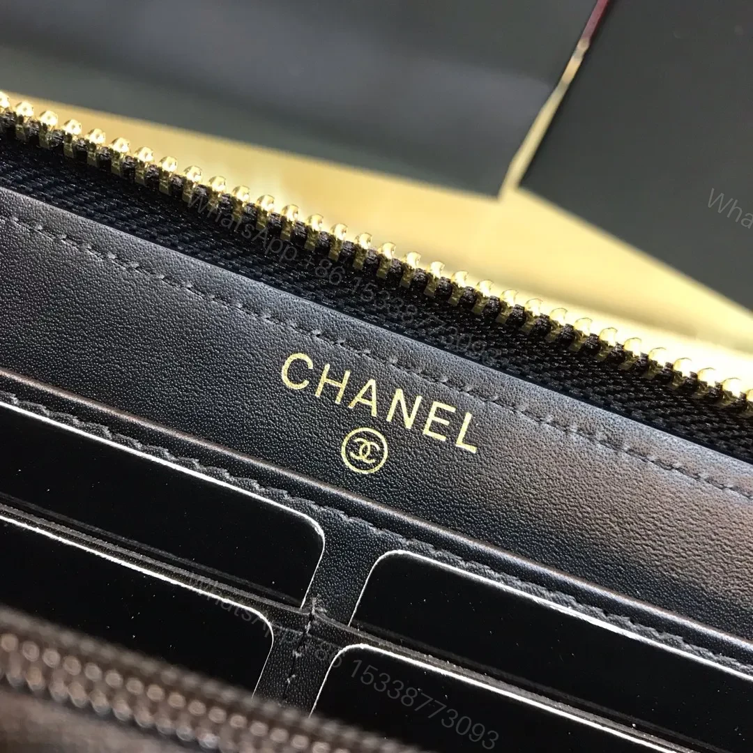 View 7 of Chanel Wallet Black Grained Leather Gold Lock 19×10.5cm