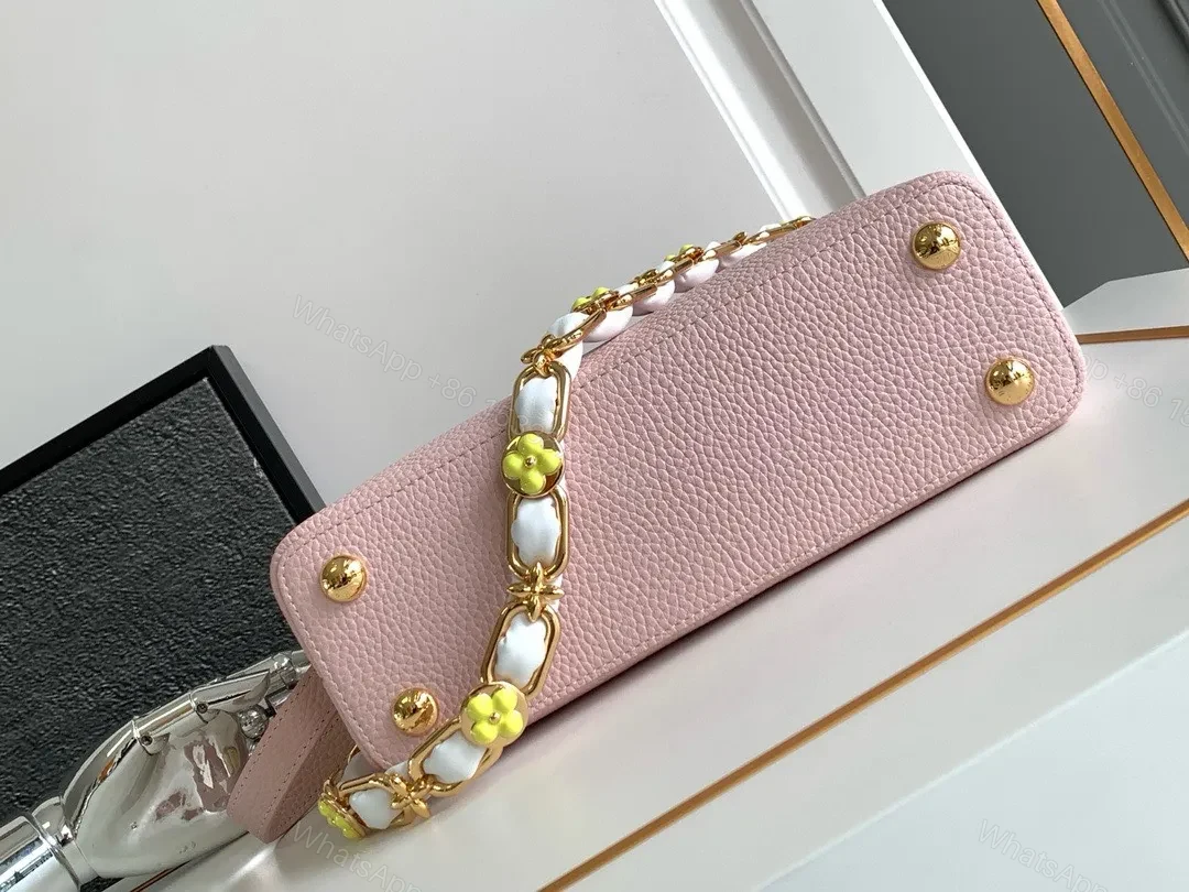 View 7 of Louis Vuitton LV Capucines BB Pink Handbags Lock Gold 27x18x9cm