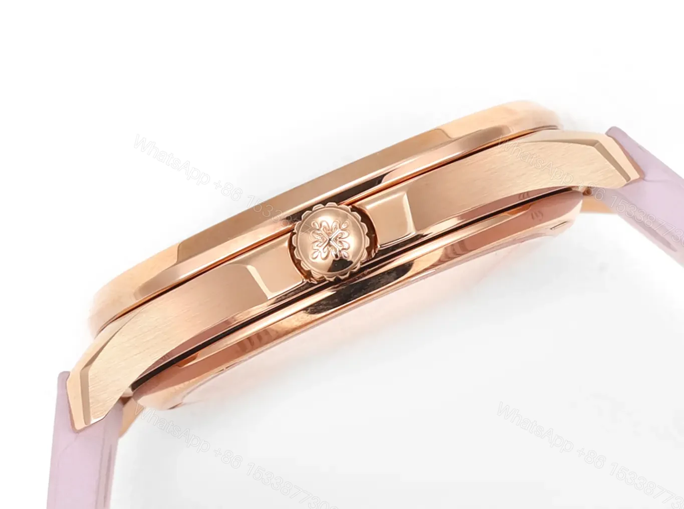 View 7 of Patek Philippe Aquanaut Mechanical Women’s Watch Pink Rubber Strap Rose Gold Case Diamond Bezel