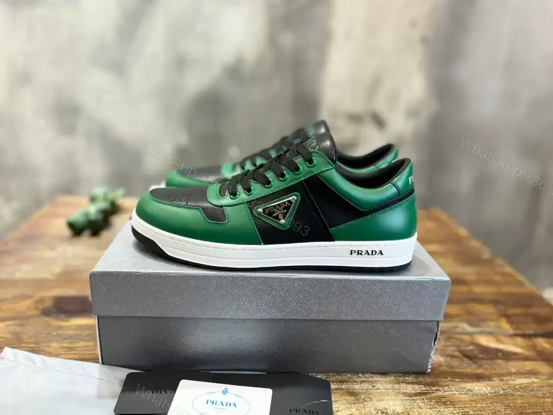 View 2 of PRADA DOWNTOWN LEATHER SNEAKERS GREEN – PRD092