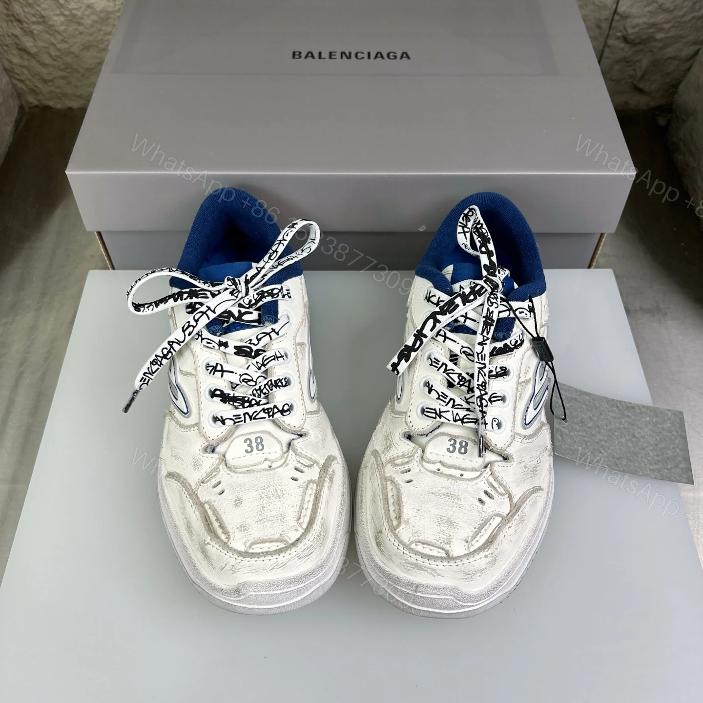 Balenciaga 一比一復刻滑板鞋 白藍拼色經典女款 潮流復古設計 — view 1