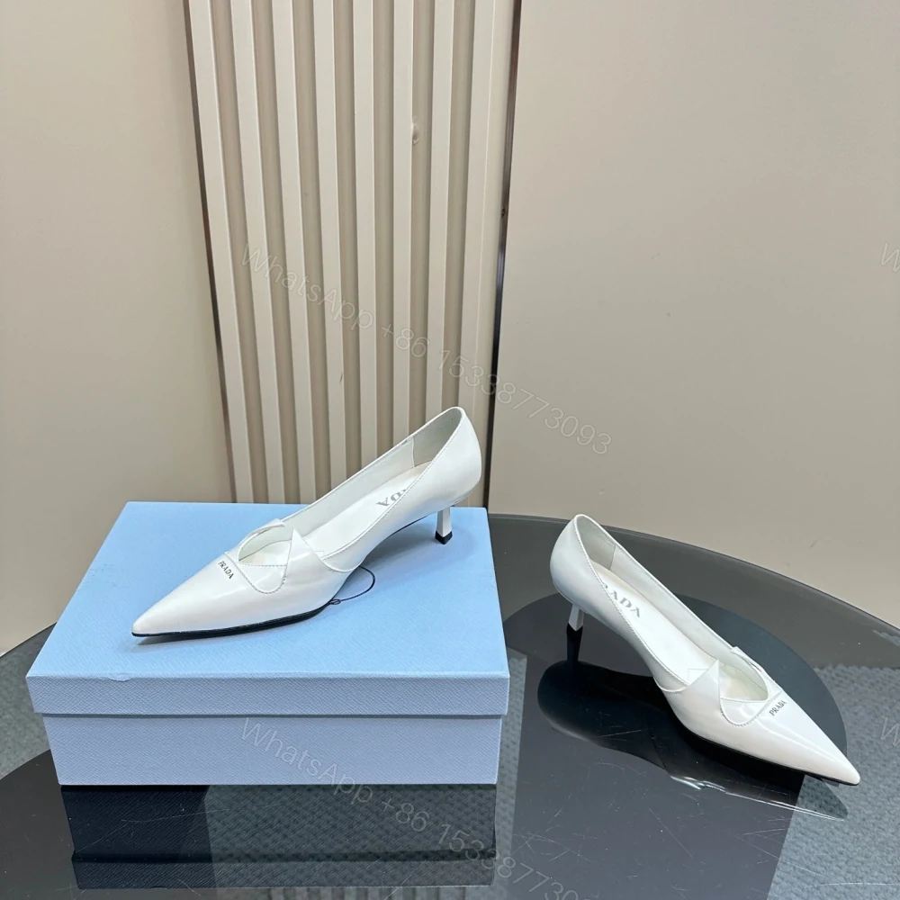 View 6 of 高仿Prada*1I976M尖頭走秀款高踭鞋5.5CM白色免檢版