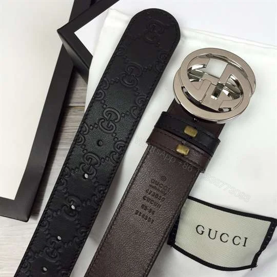 View 3 of GUCCI SIGNATURE BELT WITH SILVER G BUCKLE – B49
