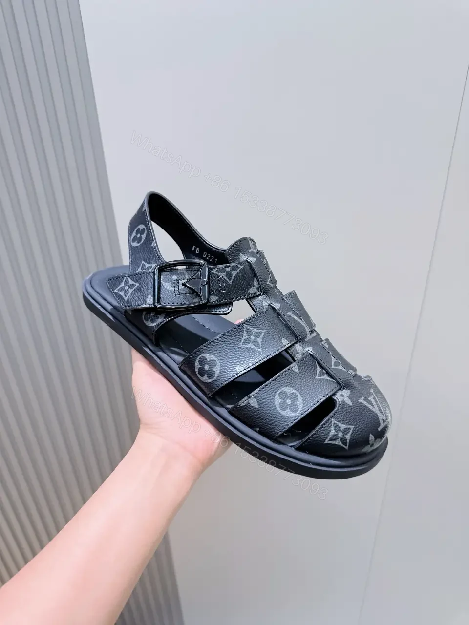 View 6 of Monogram Mirage: Black Leather Sandals, Cushioned Comfort