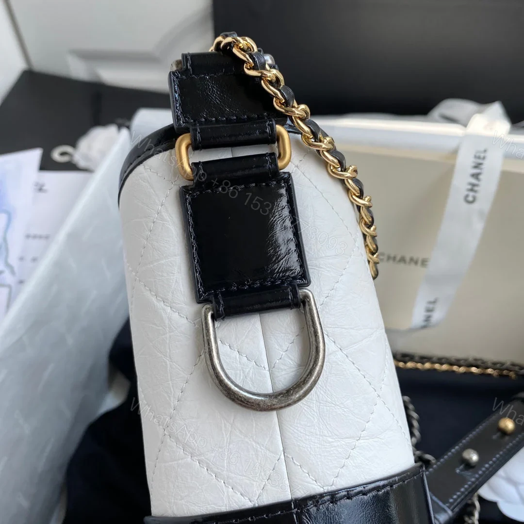 View 6 of CHANEL GABRIELLE MINI 20 HOBO BAG IN WHITE MIX BLACK