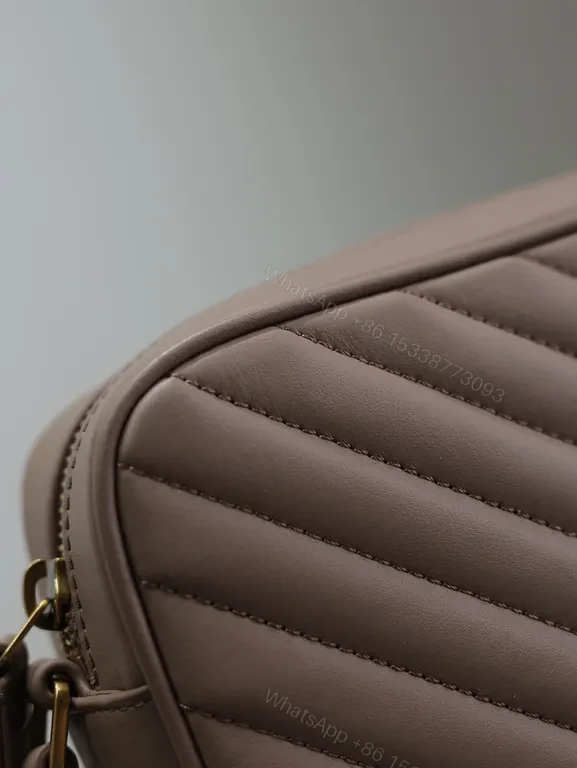 View 6 of Chic Quilted Crossbody with Gold YSL Monogram, Leather