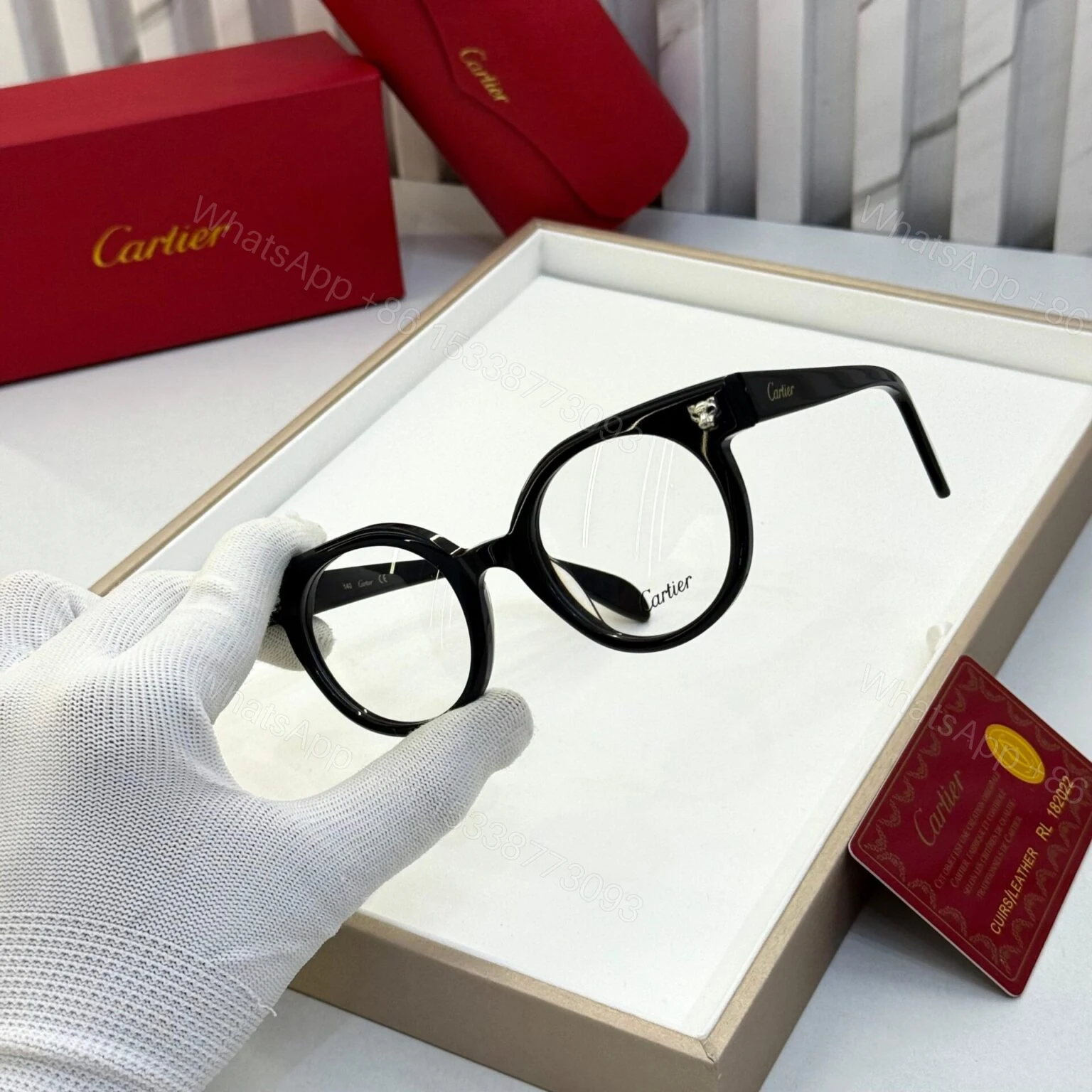 View 2 of Cartier Round Black Optical Frame UV Protection