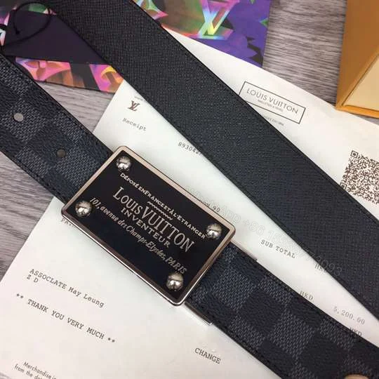 View 5 of LOUIS VUITTON INVENTEUR DAMIER EBENE/GRAPHITE BELT – B158