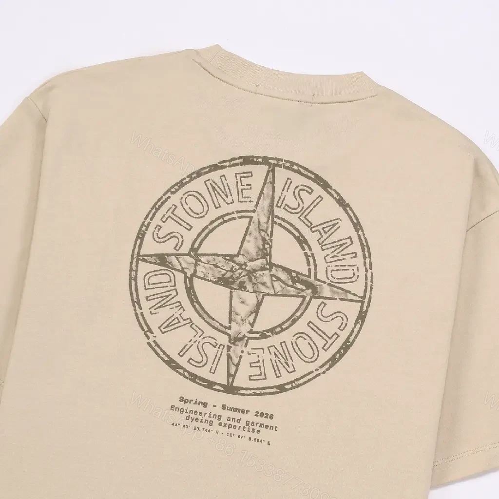 View 8 of Beige Stone-Tex Minimalist Tee: Subtle Luxury Top