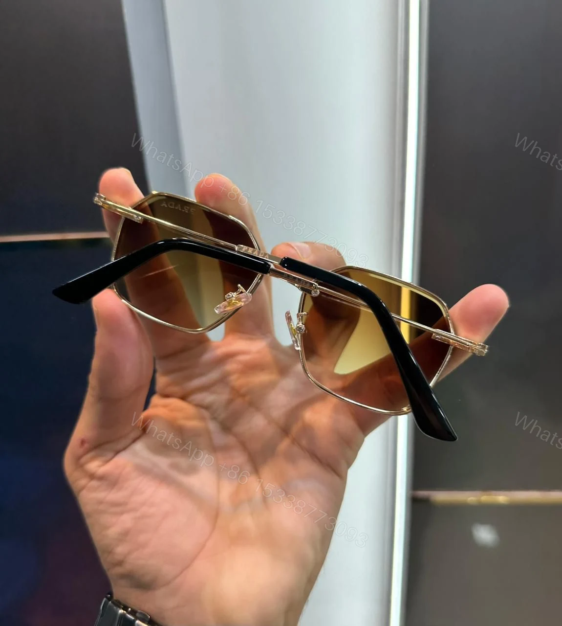 View 4 of Prada Geometric Brown Gradient Gold Frame Sunglasses