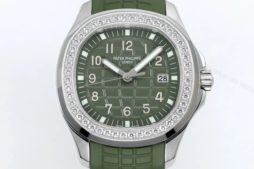View 3 of Patek Philippe Aquanaut Green Diamond Watch Rubber Strap Ultimate 38MM PP-AQUANAUT-38-GRN-DIA-RUB