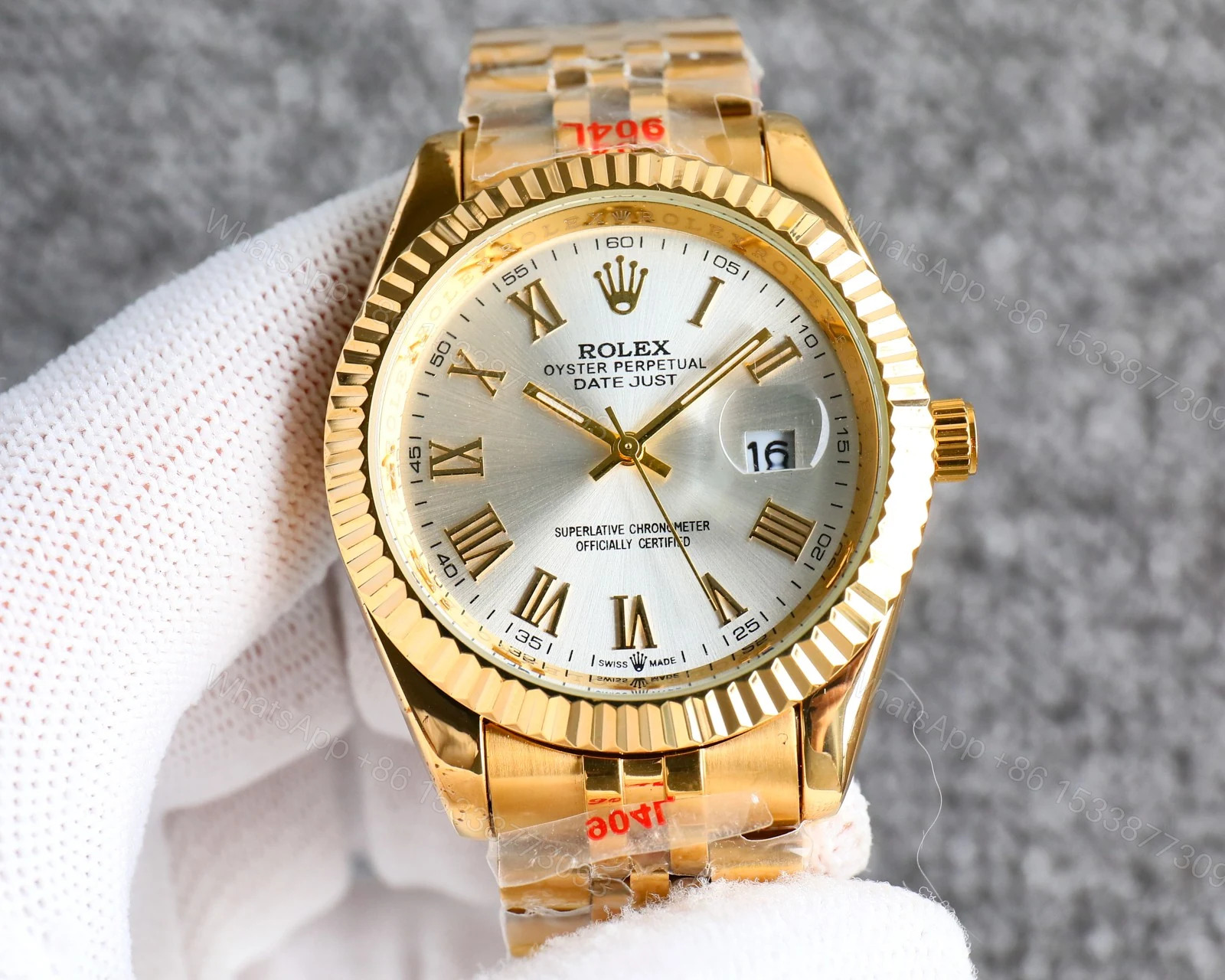 View 3 of Rolex Datejust Roman Numeral Dial Gold In White 41Mm