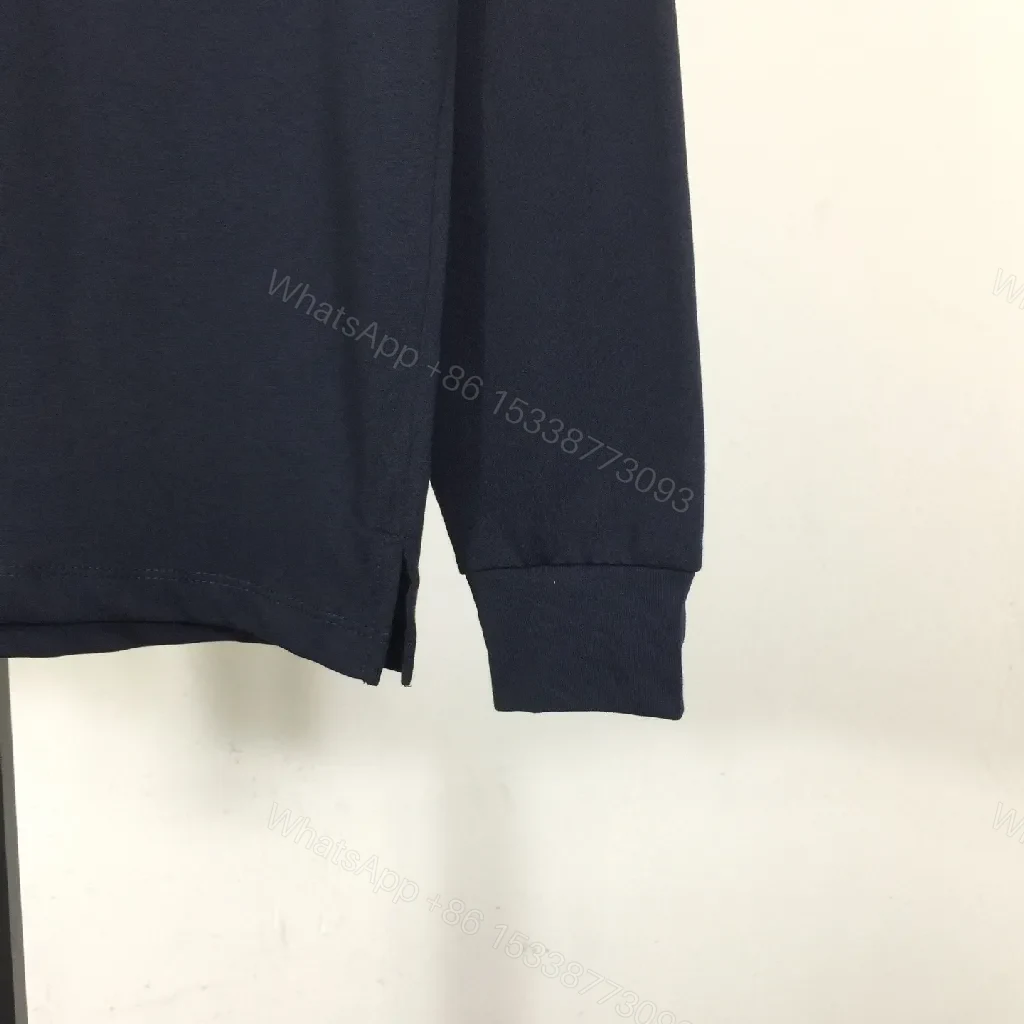 View 2 of Minimalist Navy Cotton Crewneck Sweatshirt with Subtle Logo