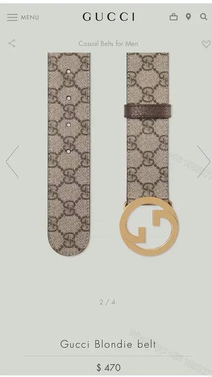 View 9 of Iconic GG Belt: Gold Buckle, Canvas, Luxury Style, Signature Detail, Belt