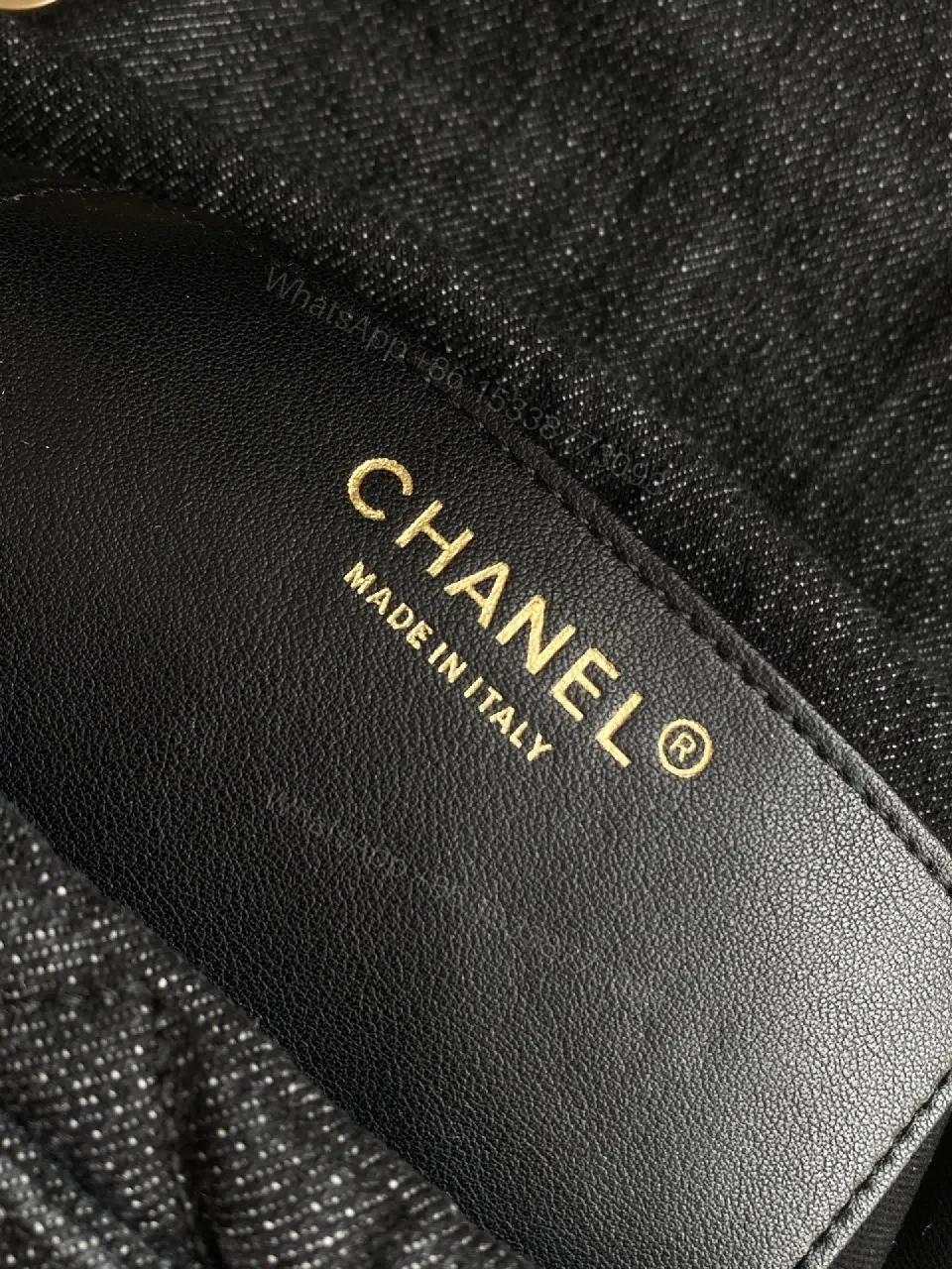 View 4 of Denim-Texture Shoulder Bag: Modern Luxe, Gold-Tone Accent