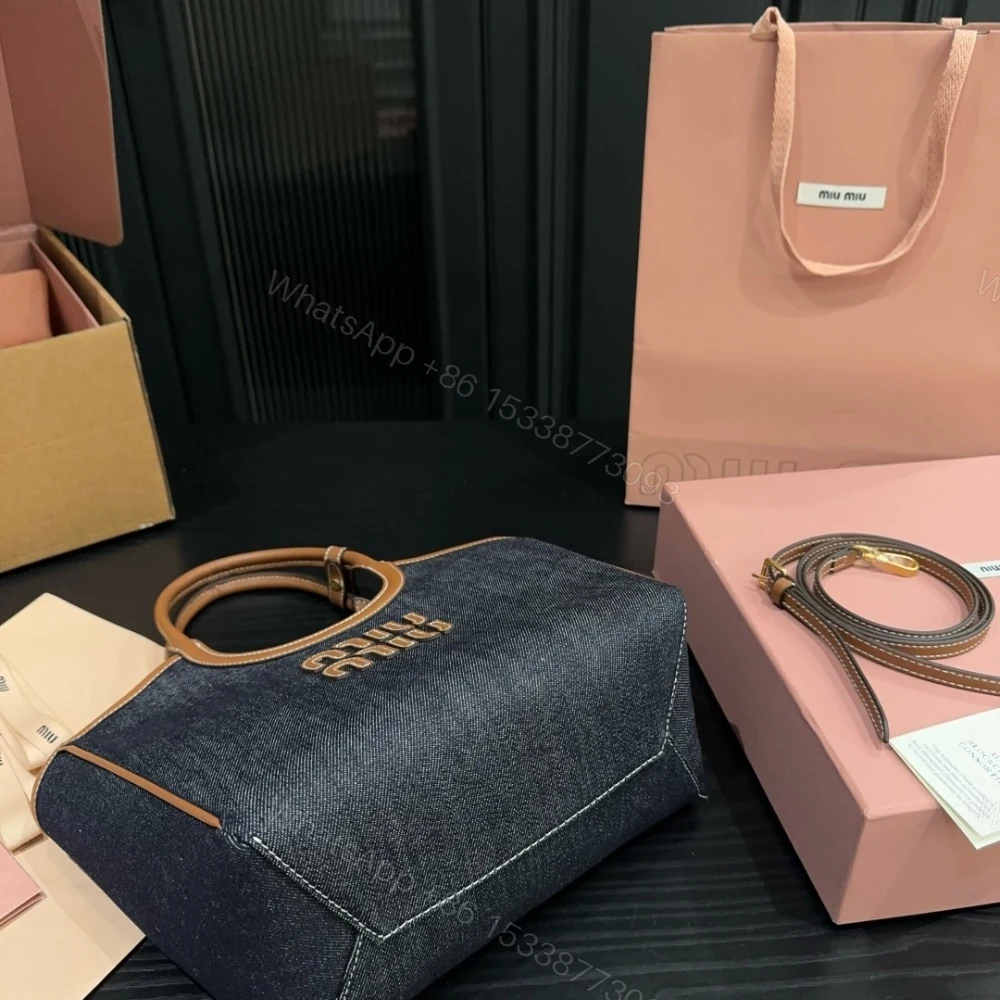 View 5 of MIUMIU IVY DENIM BAG BLUE BRANDY 22CM