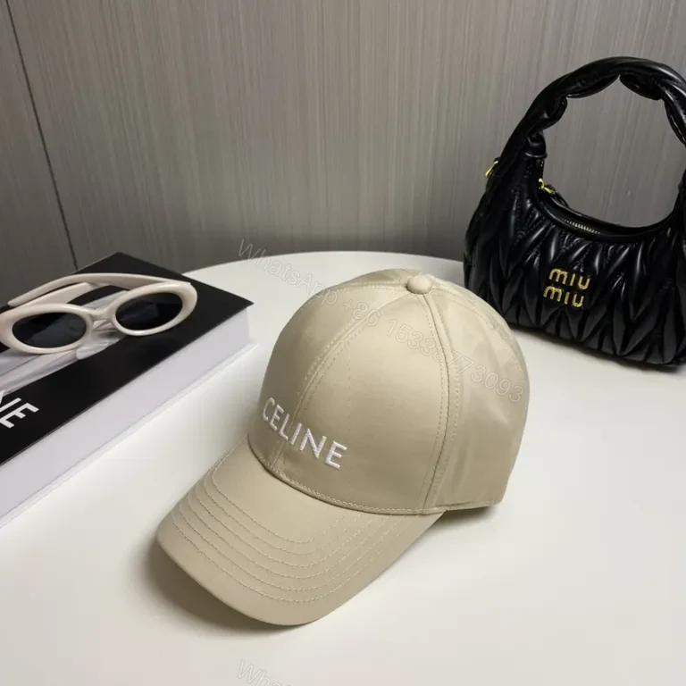 View 9 of Chic Beige Celine Logo Cap â€“ Premium Minimalist Style
