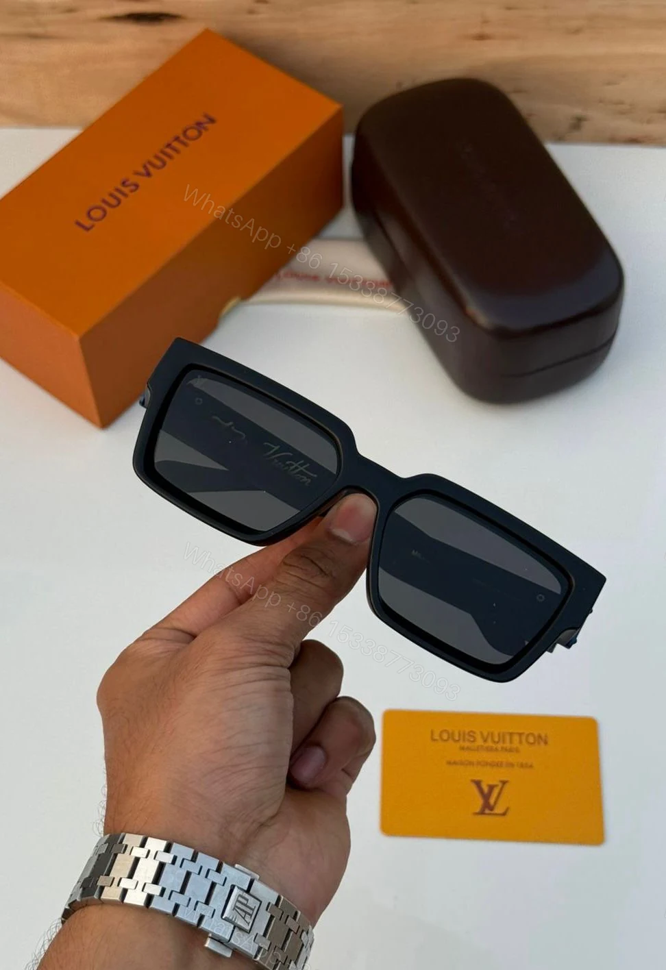 View 12 of Louis Vuitton 1.1 Millionaires Black-Brown Oversized Acetate