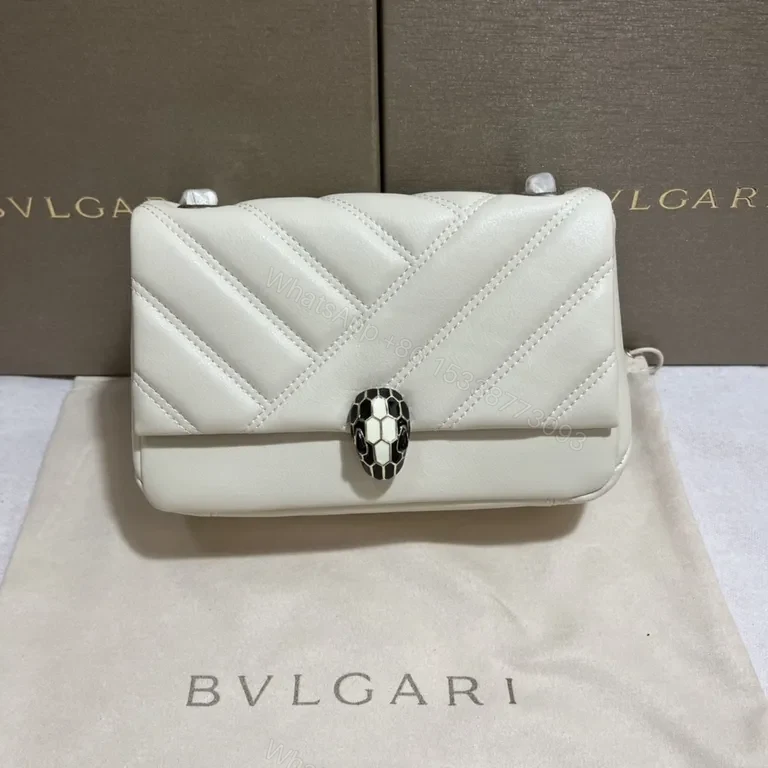 Crisp White Leather Bag with Serpenti Clasp â€” BVLGARI Style — view 1