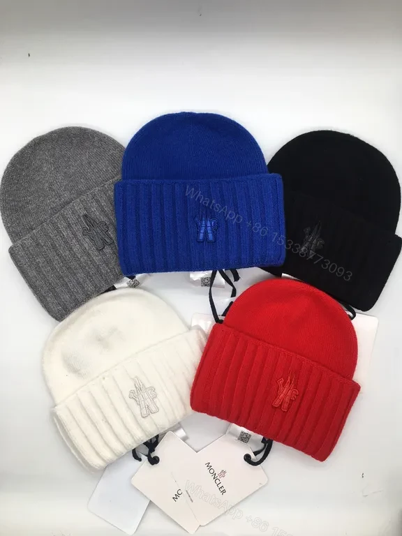 View 5 of Bold Red Knit Beanie â€” Moncler Style, Premium Warmth, Logo Embroidered