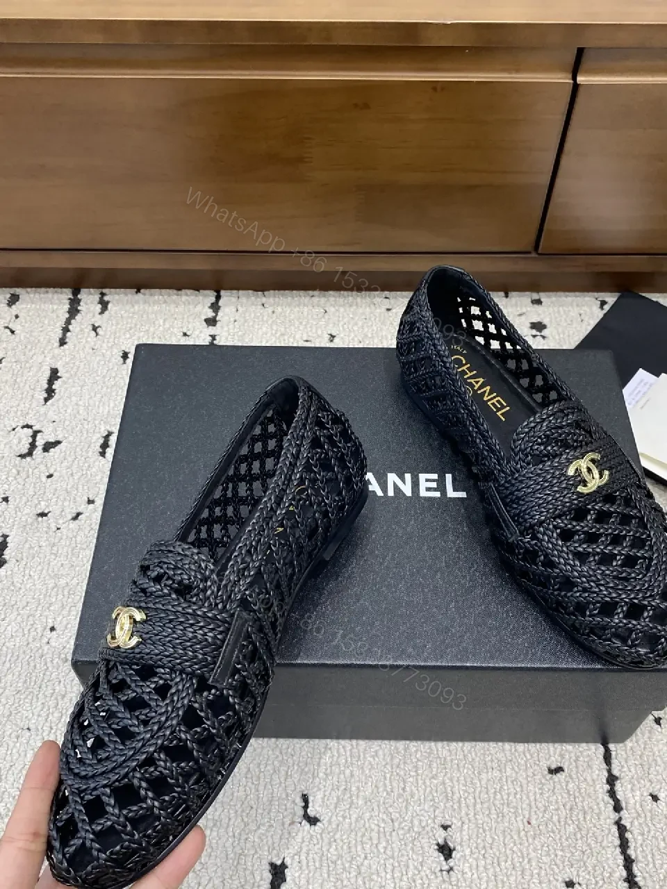 View 4 of Breathable Knit Moccasins with Gold Hardware - Lux Comfort
