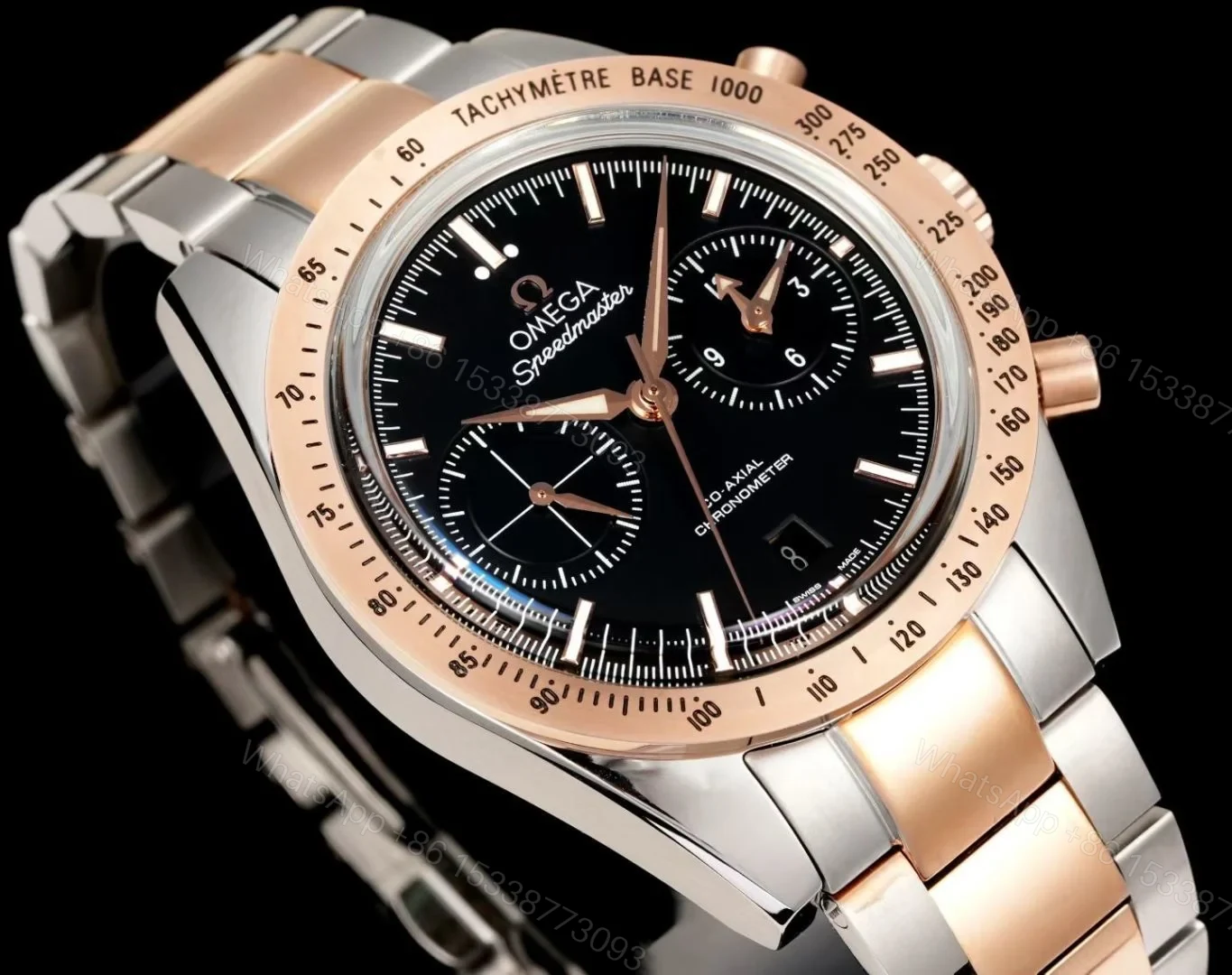 View 3 of Omega Speedmaster 57 Co-Axial Stainless Steel Red Gold Black Dial Bracelet 331.20.42.51.01.002