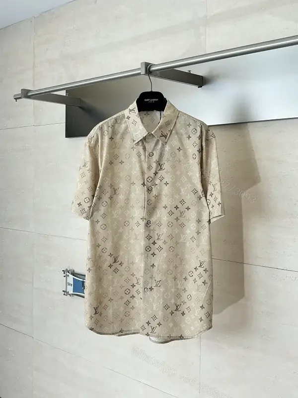 Beige Louis Vuitton Monogram Shirt, Regular Fit, Button-Front Shirt — view 1