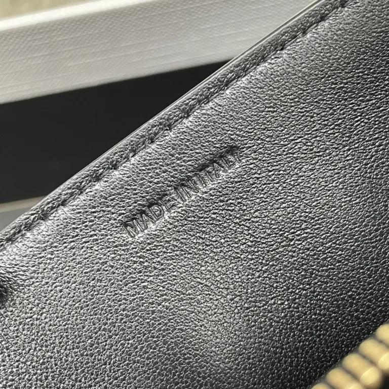 View 3 of Chic Black Leather Shoulder Bag â€“ Gold Logo Clasp, CELINE