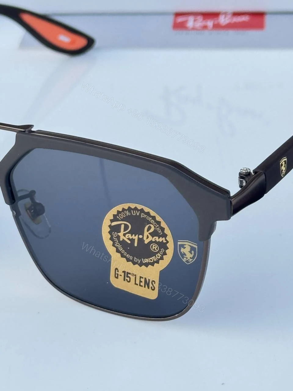 View 5 of First Copy RayBan 04 Brown Black Sunglasses