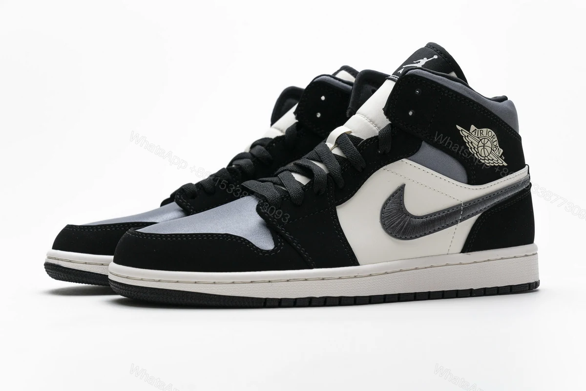 View 3 of Air Jordan 1 Mid Satin Grey Toe 852542-011