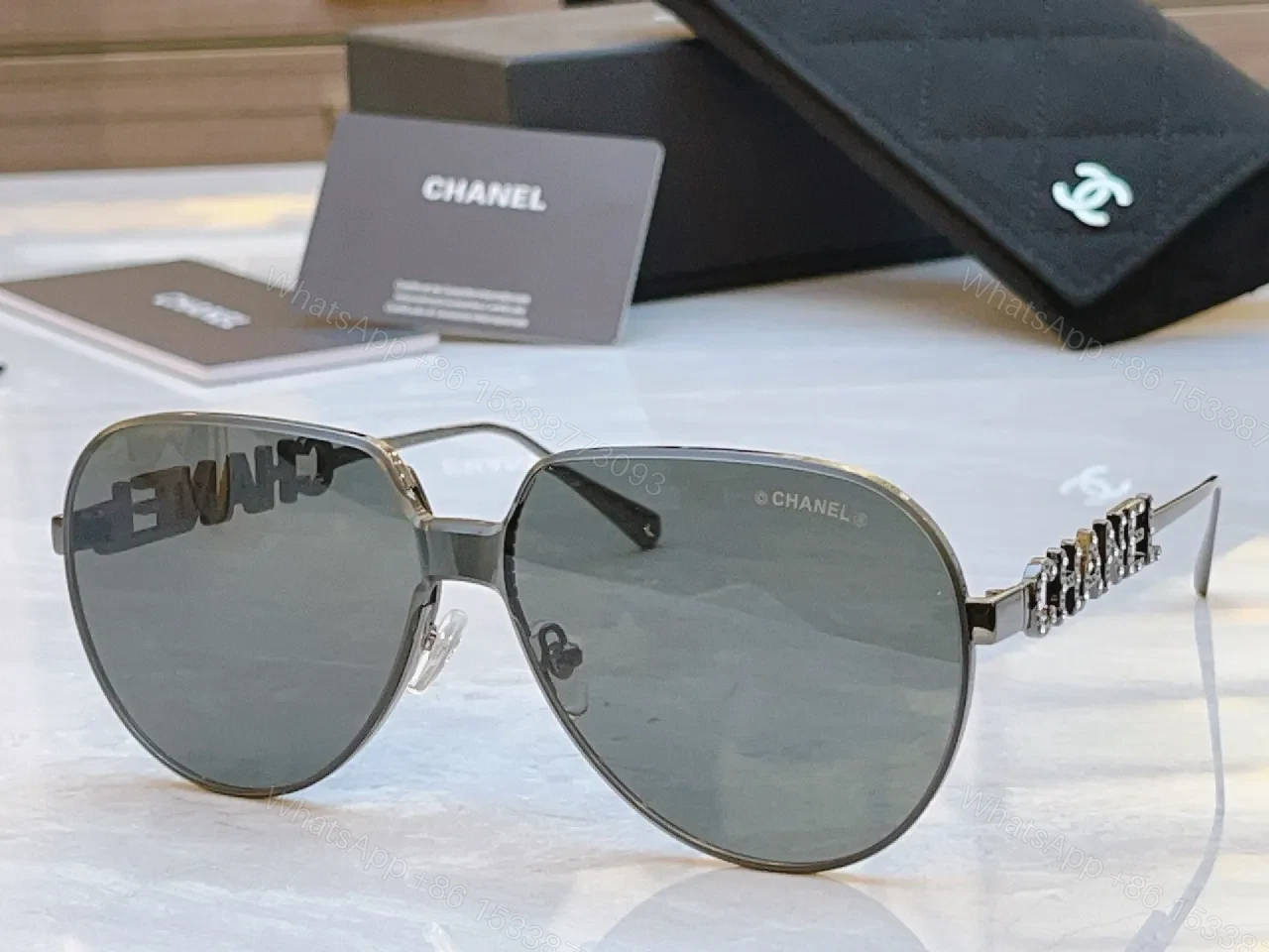 View 4 of Gem-Trimmed Aviators in Violet Luxe: Gold Frame, UV400