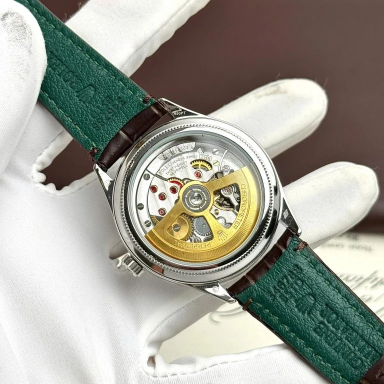 View 4 of Rolex Perpetual 1908 39mm White Dial Leather Strap Super Clone