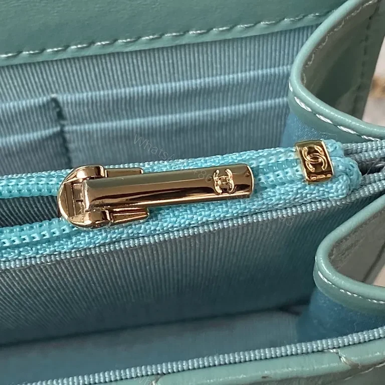 View 5 of Teal Quilted Chain-Front Flap Bag: Luxury Craftsmanship